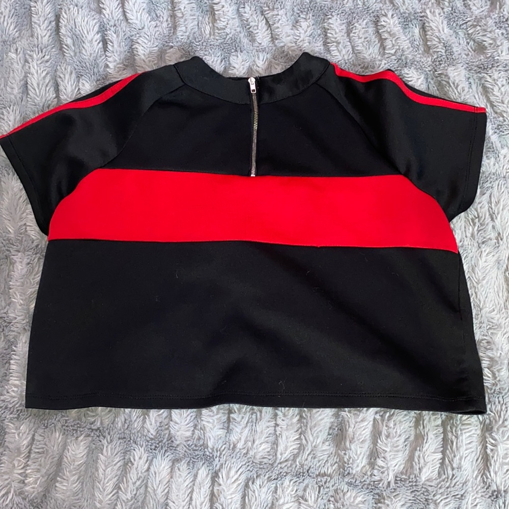 Red and Black Crop Top